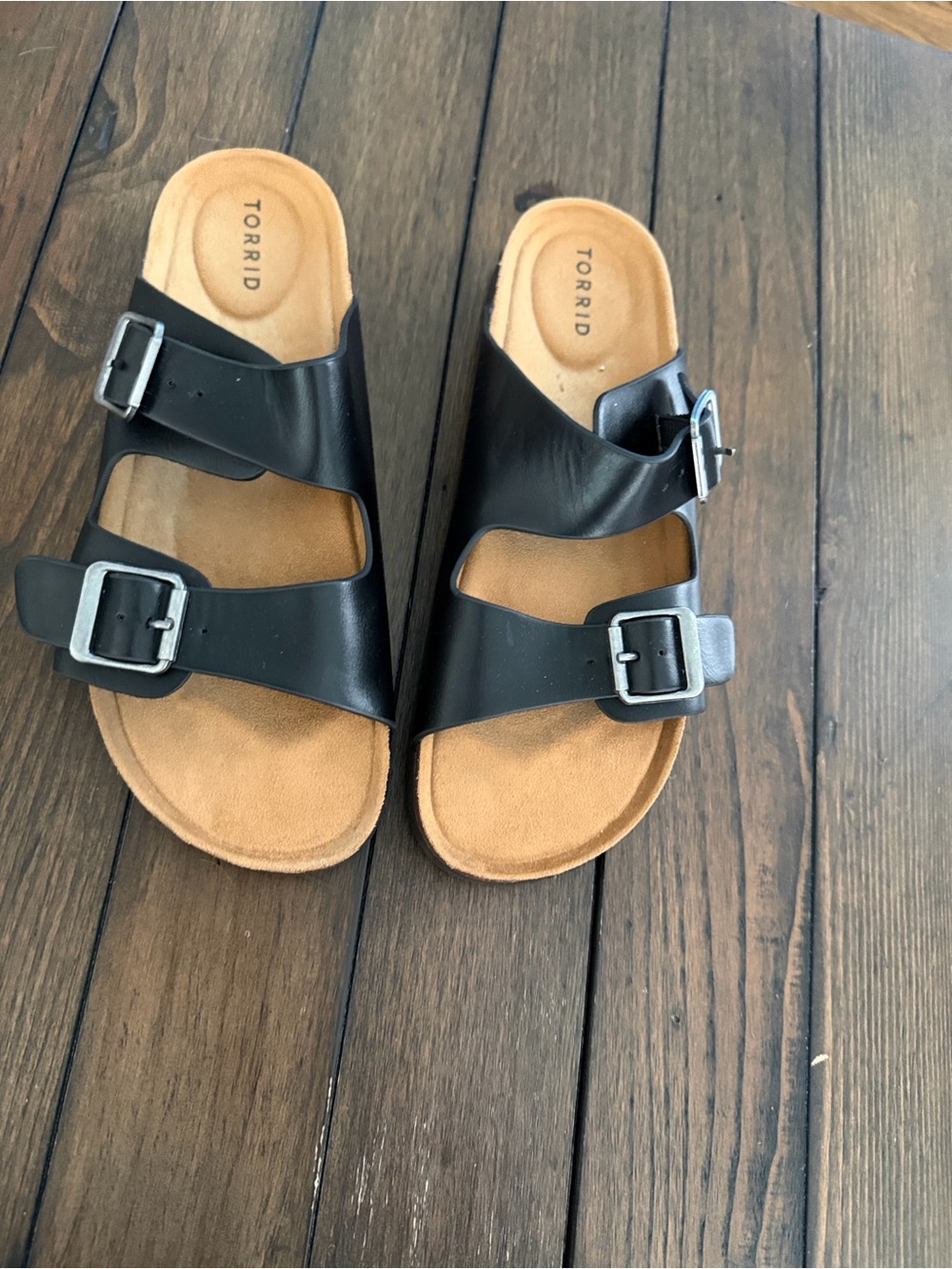 Torrid Black 2-Strap Buckle Sandals Size 11